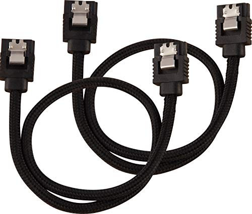 Corsair - Cable SATA Blindado Premium – SATA 6Gbps 30 cm, Negro
