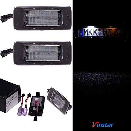 VINSTAR LED Kennzeichenbeleuchtung E-geprüft CAN-Bus 18 LEDs je Modul 6000 Kelvin Kompatibel mit OPEL Zafira C ab 2012, Astra J Sportstourer/Kombi ab 2009