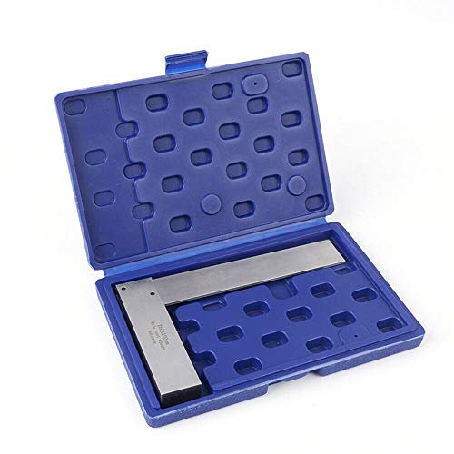 BE-TOOL Ingenieurswinkel aus Stahl, 90-Grad-Lineal zum Messen des rechten Winkels, inklusive Kunststoff-Halter-Box (125 x 80 mm)