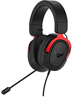 ASUS TUF Gaming H3 Rouge - Casque pour gamer compatible PC, PS4, Xbox One et Nintendo Switch, son surround virtuel 7.1, basses profondes, design léger et coussinets ventilés ASUS Fast Cooling