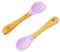 Bamboo Baby Feeding Spoons with Soft Curved Silicone Bowl Tips for Toddlers and Infants (2 Pack, Lilas)