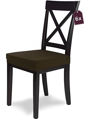 SCHEFFLER-Home Stuhlbezug Mia Braun/Stuhlüberzug 6er Set Chair Cover als Stuhlschoner/Stuhlhussen Braun als Sitzbezug Stuhl/Stuhlüberzug 6er Set Elegante Sitzbezüge