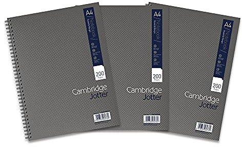 Cambridge Jotter Lot de 3 cahiers A4 lignés 200 pages Gris