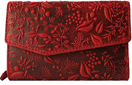 Hill Burry RFID Geldbeutel Geldbörse Leder Frauen Top Qualität rot NEU