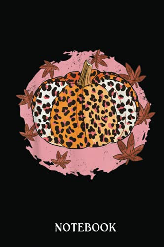 Halloween Pumpkin Plaid Leopard Graphic: Vintage Halloween Themed Notebook For Kids And Adults. Witch, Frogs & Bats Familiars, Dot Grid, 120 Pages