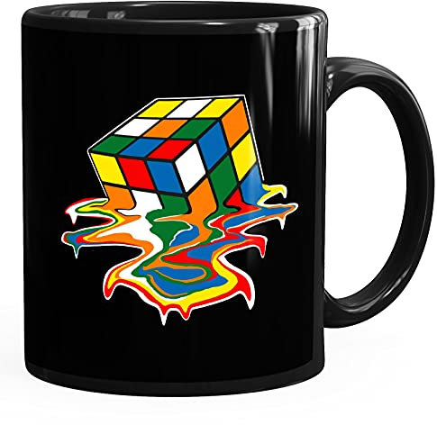 MoonWorks® Kaffee-Tasse Zauberwürfel 80er Jahre Retro Rubik Cube Bürotasse lustige Kaffeebecher schwarz Keramik-Tasse