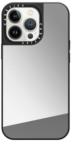 CASETiFY Spiegel iPhone 13 Pro Hülle [Reflektierend/1.5 m Fallschutz/Kompatibel mit Magsafe] - Silber auf Schwarz