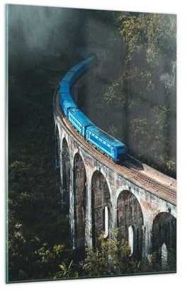 Wandbilder Dekoration Wohnzimmer Zug Hogwarts Express Bilder auf Glas 80x120cm Glasbild Schlafzimmer Küche Deko Wand Kunstdruck Art Groß XXL Wanddeko Bild im Glas Modern Wall Decor GPA80x120-5132
