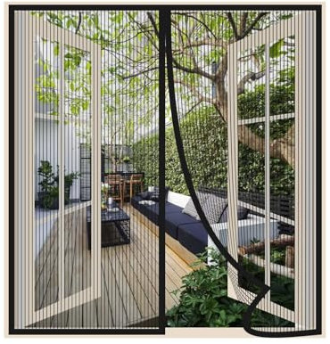 Risareyi Mosquitera Ventana Magnetica 65x100cm, Negro - Cortinas Mosquitera Puerta Magnetica con Imanes, Cierre Automático, Que Entre Aire Fresco