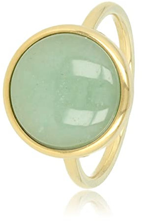 My Bendel Ring Gold mit grünem Fluorit Edelstein- Stylischer Ringe für Damen mit echtem Edelstein - Bleibt schön und Verfärbt nicht - Stapeln Ringe - mit Luxuriösen Geschenkverpackung