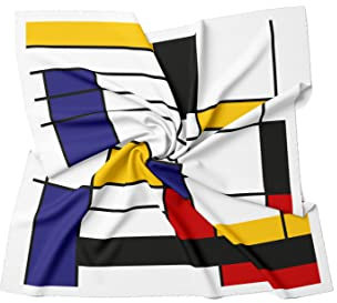 PB Pietro Baldini Halstuch Damen modernes Design Seidenähnlich - Bandana in Twill - 60 x 60 cm - Weiß blau rot