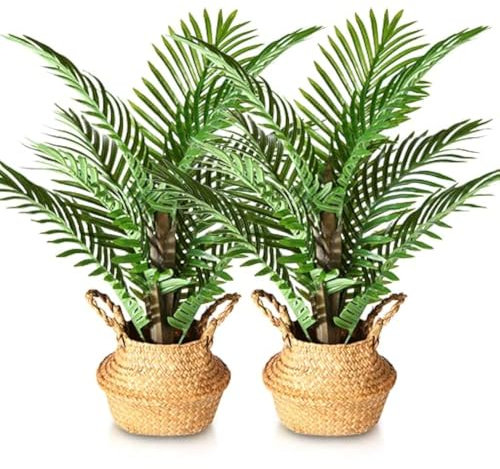 Kazeila Kunstpflanze Palme Groß 70cm Kunstpalme Fake Plastik Pflanze Künstliche Pflanzen Areca Palme für Dekoratives Wohnzimmer Wohnung Balkon Büro(1Pack)