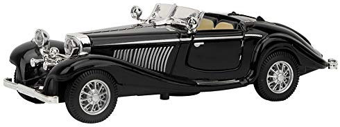 RiToEasysports Oldtimer-Modell, Hohe Simulation, Miniaturlegierung, Zurückziehbares Auto, Spielzeug, Geschenksammlung, Dekoration mit Soundlicht(Schwarz)