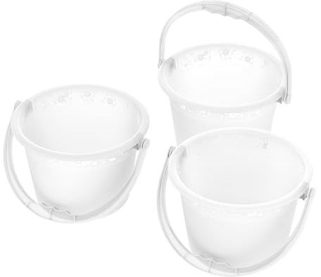 Cetomo 5.5L*3 Plastic Bucket with Handle, Matte Water Buckets with Floral Patterns, Frosted Storage Bin, Container for Cleaning, Garden, Bathroom, PP, BPA-Free, Clear, 5.5L(3 Pack)
