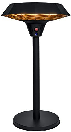 Mi-Heat Chauffage infrarouge de table Chauffage radiant de terrasse 2000W, 3 niveaux de puissance, IP45, télécommande incluse