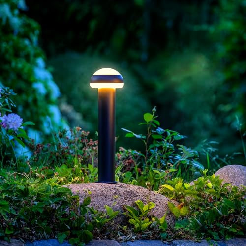 Lightbox LED Outdoor Wegelampe - spritzwassergeschützte Außen Sockelleuchte mit warmweißer Lichtfarbe - 50 cm Höhe - als Garten Beleuchtung - 1100 Lumen aus Edelstahl/Kunststoff in Sand Schwarz