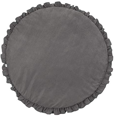 Baby Spielmatte Maschinenwaschbar Baby Krabbeldecke aus Baumwolle Rund Weich Gepolstert Kinderteppich Baby Spielmatte Krabbeldecke Gepolstert (Dunkelgrau)