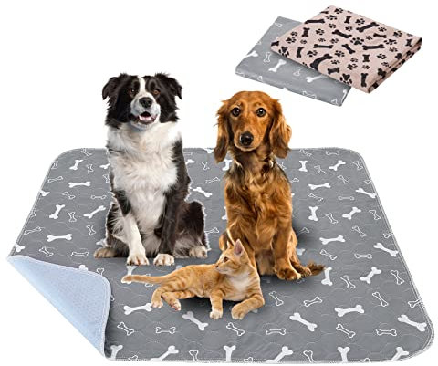 2 Stück 80*70cm Welpenunterlagen Waschbar, Wiederverwendbare Puppy Training Pads, rutschfeste und saugfähige Hundepinkeleinlagen für Hunde/Katzen/Kaninchen/Meerschweinchen