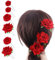 Lot de 6 épingles à cheveux en forme de rose rouge en forme de U pour femme - Pinces à cheveux mexicaines pour femme et fille, fête de mariage, danse (S, M, L)