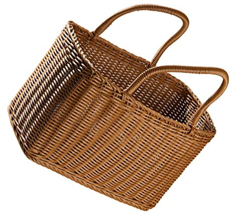 UPKOCH Marché Africain Panier Tissé Panier Paille Panier D'épicerie En Osier Pique- Panier Saule De Tissé À La Main Panier Pour Stockage Des Aliments