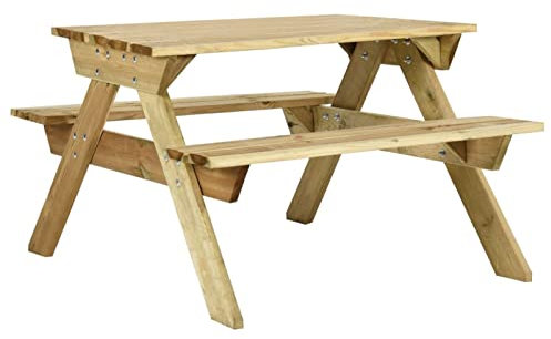 LAPOOH Picknicktisch mit Bänken, Bierzeltgarnitur, Biertischgarnitur, Beer Pong Tisch, Bierbankgarnitur, Gartenmöbel Set, Biertisch, 110x123x73 cm Kiefernholz Imprägniert