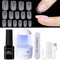 TOMICCA Nail Tips and Glue Gel Kit,Nail Extension Kit-4 In 1 Nail Glue and Base Gel,240Pcs Short Square Nails with Portable LED Nail Lamp DIY Nail Art Acrylic Nail Starter Kit Gifts Set