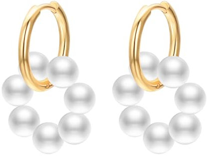 JOLCHIF Tezcrt Creolen mit Anhänger Damen Perlen ohrringe Hypoallergen Perle Tropfen Ohrringe Ring für Frauen Mädchen