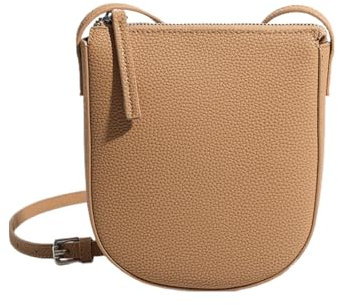 Balakaka Crossbody Bag Damen mit Schultergurt, Damen Leder Handtasche klein mit Reißverschluss, Umhängetasche für Tägliches Arbeiten Einkaufen Verabredungen Reise Keks