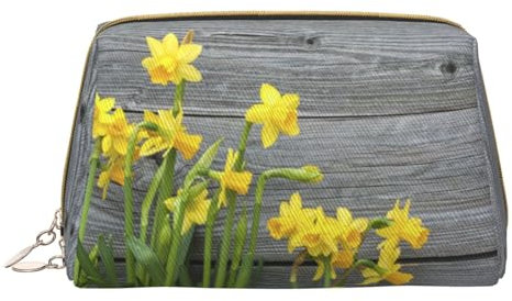 Sunset Hawaiian Palm Tree Makeup Bag,Sacchetto cosmetico in pelle portatile,Borsa organizer da viaggio impermeabile per articoli da toeletta, Bouquet Di Narcisi, Taglia unica