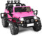 COSTWAY 12V Electric Ride on Car, 2-Seater Battery-powered Truck with Remote Control, LED Lights, Music, Horn, USB/TF/AUX, 4 Suspension Wheels Vehicle Toy for Boys Girls (Pink)