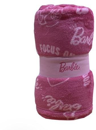 hermet Barbie - Manta para sofá Cama Suave, Suave al Tacto, 130 x 160 cm, Color Rosa, Producto Oficial, habitación Infantil
