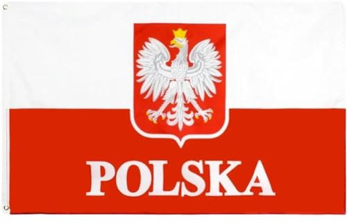 Luxylei Drapeau d'aigle Polonais, Couleurs Vives Résistant À Décoloration, Drapeau National De Pologne, Bannière Extérieure en Polyester avec Œillets en Laiton