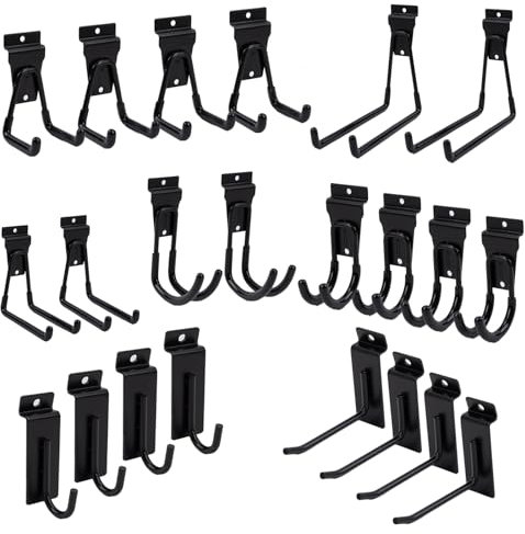 FRAYSCENT Slatwall Accessories 22 Stück robuste Garagenhaken, Slatwall Paneelhaken, Lamellenwandhaken, Wandhaken für Fahrradleiter, Garage, Aufbewahrungssystem, Haken, mehrere Größen,