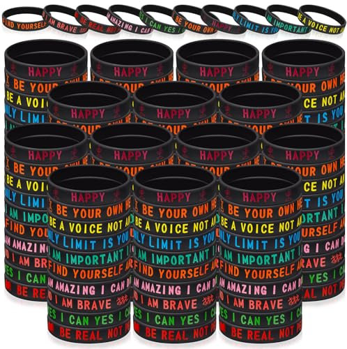 Hotop 300 Stück motivierende Silikon-Armbänder, Großpackung, Schwarz