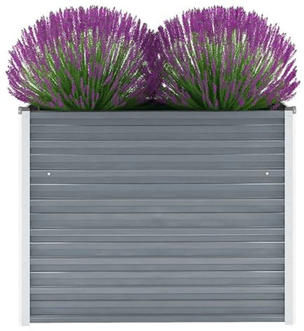 BAZZI Fioriere, Fioriera da Esterno, Fioriera da Balcone, Vasi da Esterno, Letto Rialzato Giardino in Acciaio Zincato 100x40x77 cm Grigio
