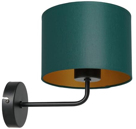 Licht-Erlebnisse Wandleuchte Metall Stoff Petrol Gold Schlafzimmer Wohnzimmer H:24 cm E27 blendarm Zeitlos elegante Wandlampe Flur TELLEGNO