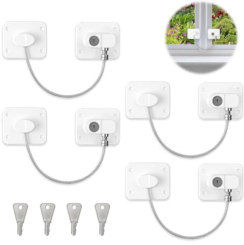 mizikuu 4 Stück Kühlschrank Schloss, Kindersicherung Ohne Bohren Fenster Sicherungen Kinder Hervorragende Haltbarkeit mit 4 Schlüsseln Kühlschrankschloss für Kühlschränke, Waschmaschinen, Fenster