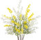 Oairse 6PCS Kunstblumen Künstliche Gelbe Mimose Spray Kirsche Seide Gefälschte Blume für Hochzeit Heimdekoration Esstisch, Schlafzimmer Dekoration, Weiß-Gelb