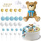 FYSL Tortendeko Taufe, 38 Stück Teddybär Kuchen Dekoration, Tortendeko Kugeln, Wolke, Sterne, Cake Topper Hochzeit, Teddybär Geburtstagstorte Deko für Mädchen Junge