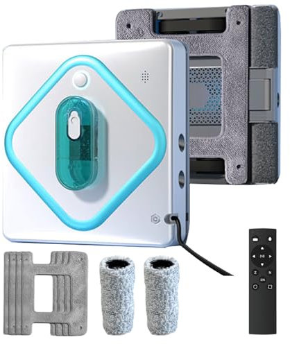 Nuovo lavavetri robotizzato 3000-5000Pa con Doppio Serbatoio dell'Acqua da 30 ml/App+Telecomando, spruzzo d'Acqua a 3 Vie, Spazzola a Doppio Rullo + Scopa, Pulizia Profonda