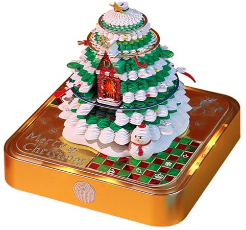 Toutrop Calendrier de bureau 2025, bloc-notes, calendrier créatif avec lumière LED 3D, sculpture en papier, cadeau fantaisie, arbre de Noël