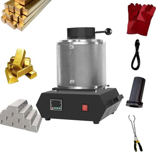 YXFAZPP Four de Fusion d'or 1100 ℃, Four de coulée électrique numérique Automatique de 2,2/4,4/6,6 LB avec creuset en Graphite, kit de Four de Fusion 1600 W pour Or, Argent, Aluminium (4.4lbs)