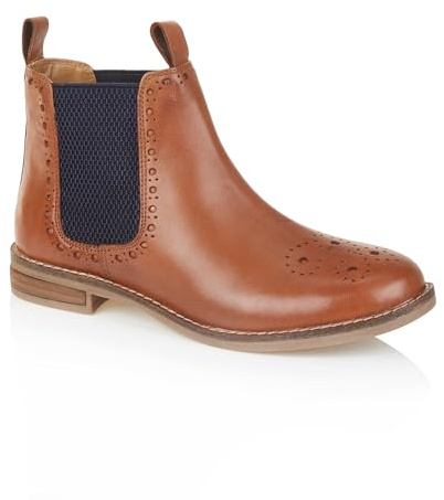 Silver Street London Zoey Premium Leather Womens Boots Brogue Comfortable Lightweight Chelsea Boots