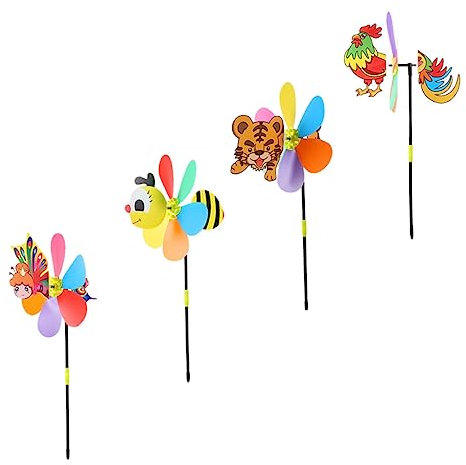 TOYANDONA 4 Stücke Cartoon Windrad Windräder Windmühle Party Garten Startseite Dekoration Aus Robustem Wasserdichtem Für Geburtstage Hochzeiten Und Feiertage Mit Leuchtenden Farben Und