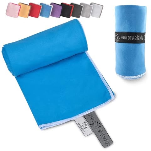 Wowtowelz kompaktes Mikrofaser Handtuch, Reisehandtuch, Sport- Fitnesshandtuch, Strand- Badetuch, leicht u. schnelltrocknend, (Blau, 90 x 60 cm)