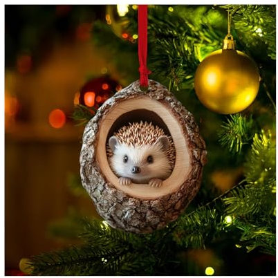 Firday Black Acrylic Animal Christmas Ornaments - Little Animals & Forest Pattern Hanging Decorations For Tree - Lovers Gift