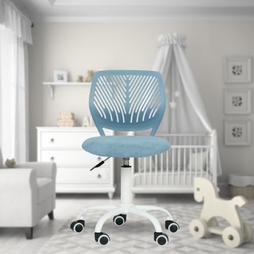 FurnitureR Chaise de Bureau Polyvalente pour Enfants, Chaise de Travail sans Accoudoirs à Hauteur Réglable, Chaise d'Étude Pivotante Colorée pour L'école et Le Bureau à Domicile, Curio Bleu
