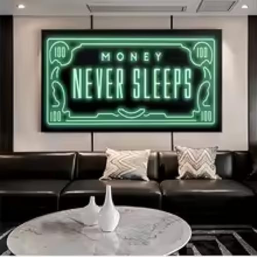 Money Never Sleeps Canvas Art Posters And Prints Inspiring Phrases Canvas Paintings Wall Art Pictures Home Wall Decor 40x80cm Frameless