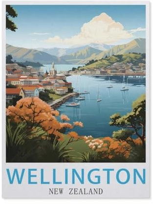 1000-Stück Puzzle Für Erwachsene Und Kinder-Papier Puzzle，Wellington New Zealand Vintage-Reiseposter，Familie Interaktive Spiele Große Ferien Freizeit（50x70cm）-BB25