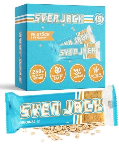 Sven Jack (Energy Cake) Haferriegel Original 20x 65g I Haferflocken Energieriegel I Veganer & Laktosefreier Haferriegel I Langkettige Kohlenhydrate & wenig Zucker I Müsliriegel